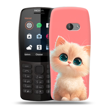 Силиконовый чехол на Nokia 210 с принтом Розовый котенок