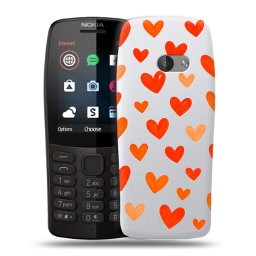 Силиконовый чехол на Nokia 210 с принтом Сердечки