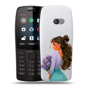 Силиконовый чехол на Nokia 210 с принтом девушка цветы