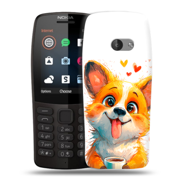 Силиконовый чехол на Nokia 210 с принтом корги Силиконовый чехол на Nokia 210 с принтом корги