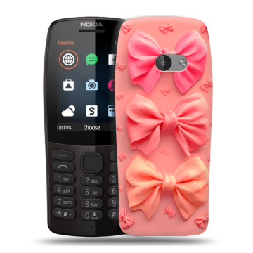 Силиконовый чехол на Nokia 210 с принтом Розовые бантики