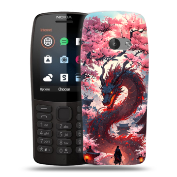 Силиконовый чехол на Nokia 210 с принтом Дракон Японский Силиконовый чехол на Nokia 210 с принтом Дракон Японский