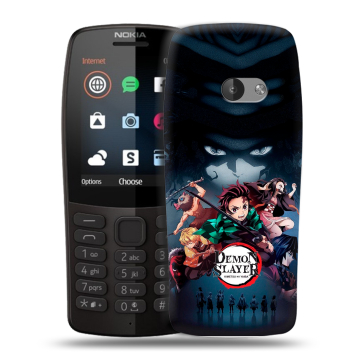 Силиконовый чехол на Nokia 210 с принтом Demon Slayer Клинок рассекающий демонов
