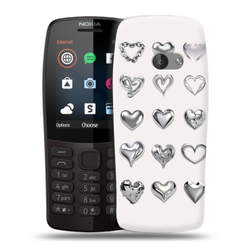 Силиконовый чехол на Nokia 210 с принтом Y2K сердечки