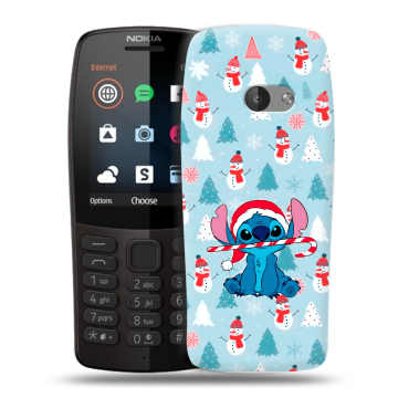 Силиконовый чехол на Nokia 210 с принтом Стич Новый год Силиконовый чехол на Nokia 210 с принтом Стич Новый год