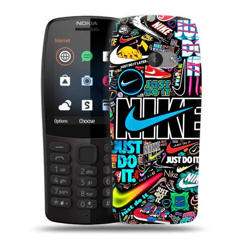 Силиконовый чехол на Nokia 210 с принтом найк nike черный Силиконовый чехол на Nokia 210 с принтом найк nike черный