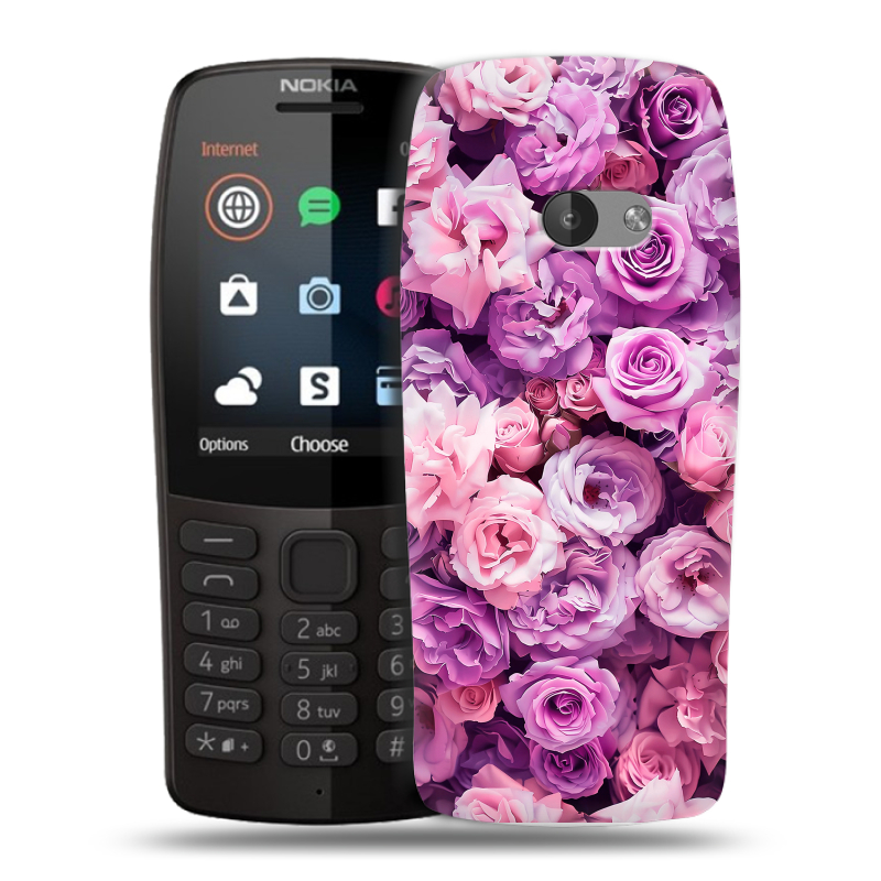 Силиконовый чехол на Nokia 210 с принтом лавандовые розы Силиконовый чехол на Nokia 210 с принтом лавандовые розы