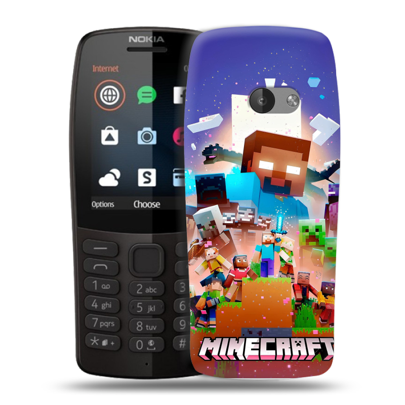 Силиконовый чехол на Nokia 210 с принтом Майнкрафт Minecraft Силиконовый чехол на Nokia 210 с принтом Майнкрафт Minecraft