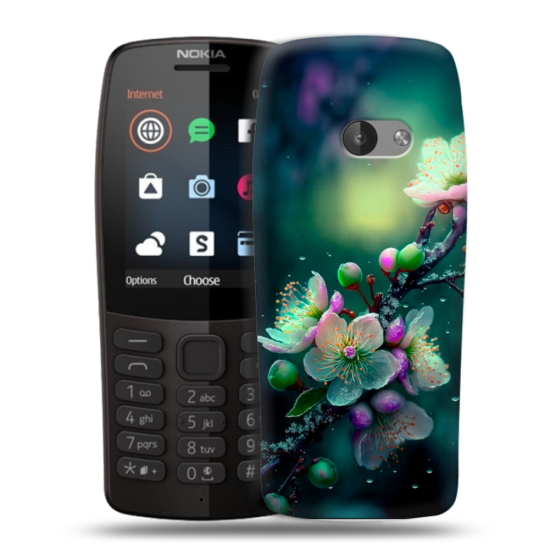 Силиконовый чехол на Nokia 210 с принтом Цветы и мрамор Силиконовый чехол на Nokia 210 с принтом Цветы и мрамор