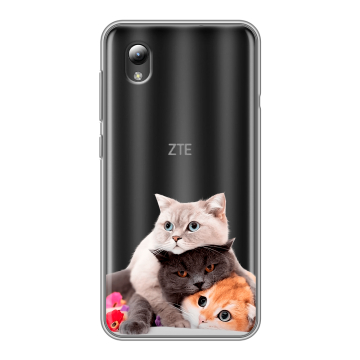 Силиконовый чехол на ZTE Blade A3 (2019) с принтом Кошки Силиконовый чехол на ZTE Blade A3 (2019) с принтом Кошки