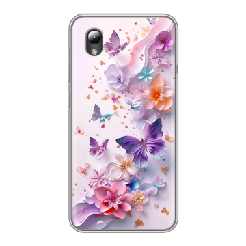 Силиконовый чехол на ZTE Blade A3 (2019) с принтом цветы бабочки Силиконовый чехол на ZTE Blade A3 (2019) с принтом цветы бабочки