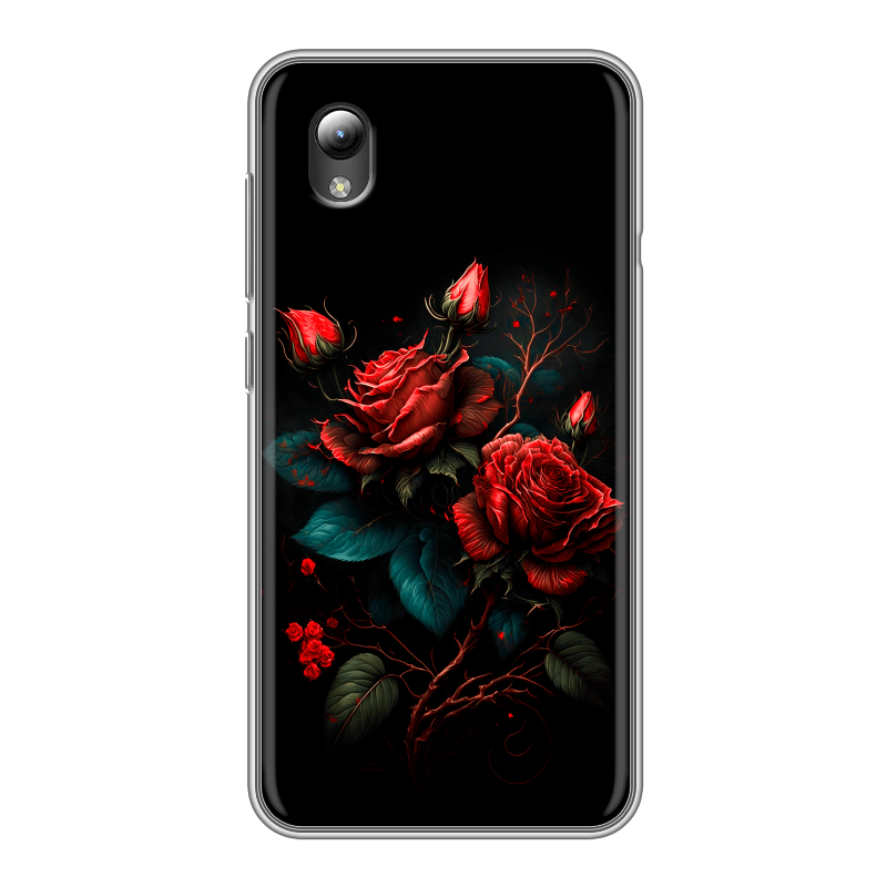 Силиконовый чехол на ZTE Blade A3 (2019) с принтом Розы красные Силиконовый чехол на ZTE Blade A3 (2019) с принтом Розы красные