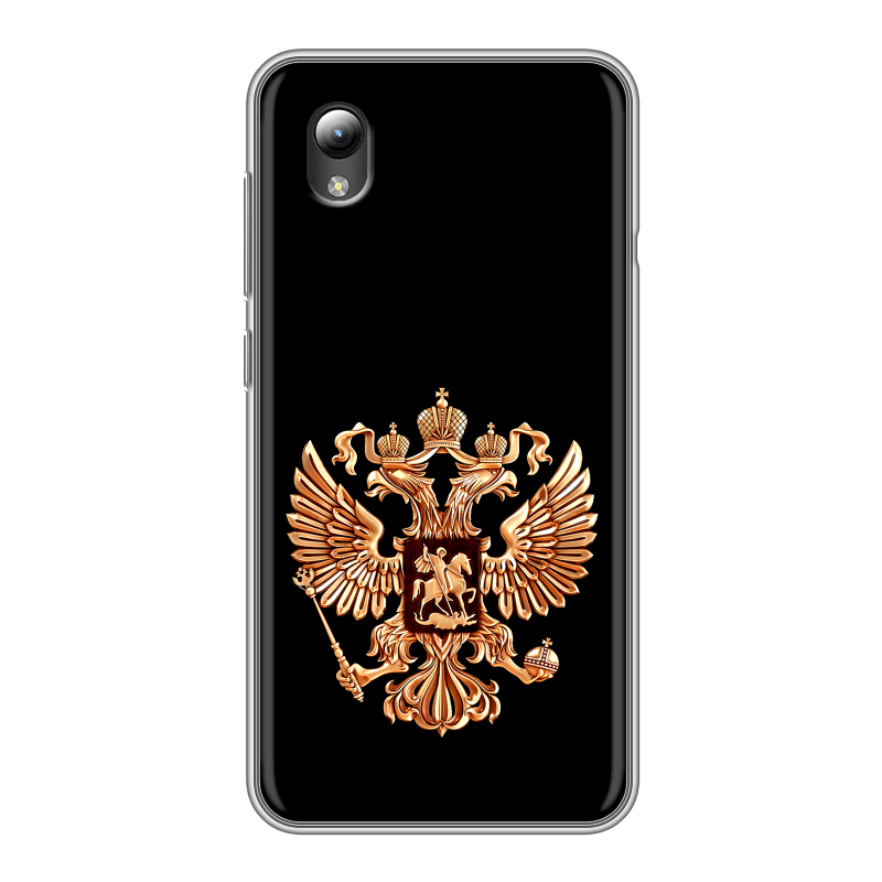 Силиконовый чехол на ZTE Blade A3 (2019) с принтом Герб России золотой Силиконовый чехол на ZTE Blade A3 (2019) с принтом Герб России золотой