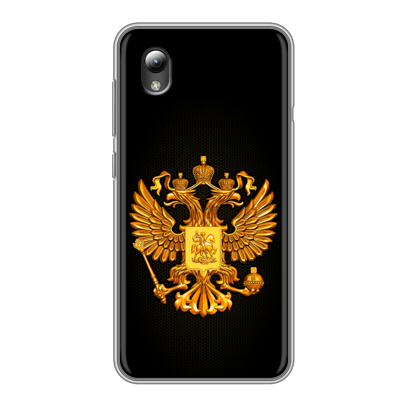 Силиконовый чехол на ZTE Blade A3 (2019) с принтом Герб России желтый Силиконовый чехол на ZTE Blade A3 (2019) с принтом Герб России желтый