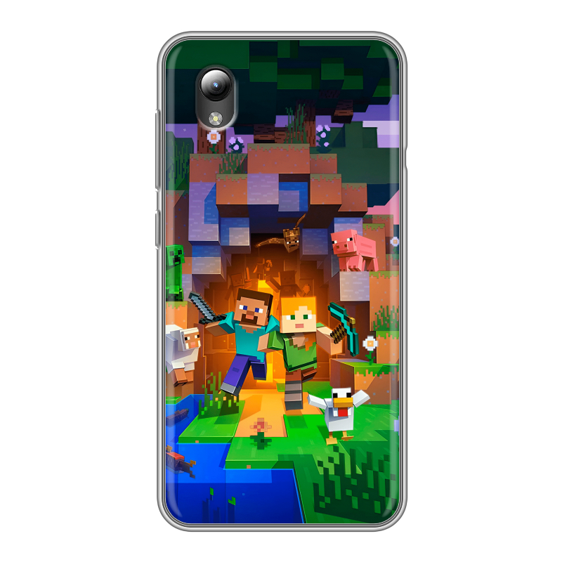Силиконовый чехол на ZTE Blade A3 (2019) с принтом Майнкрафт Minecraft Силиконовый чехол на ZTE Blade A3 (2019) с принтом Майнкрафт Minecraft