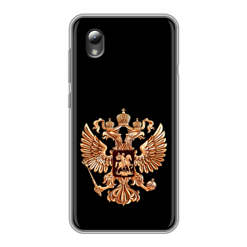Силиконовый чехол на ZTE Blade L8 с принтом Герб России золотой Силиконовый чехол на ZTE Blade L8 с принтом Герб России золотой