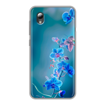 Силиконовый чехол на ZTE Blade L8 с принтом Голубые цветы Силиконовый чехол на ZTE Blade L8 с принтом Голубые цветы