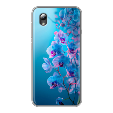 Силиконовый чехол на ZTE Blade L8 с принтом голубые орхидеи Силиконовый чехол на ZTE Blade L8 с принтом голубые орхидеи