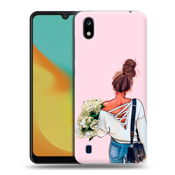 Силиконовый чехол на ZTE Blade A7 (2019) с принтом Девушка и букет Силиконовый чехол на ZTE Blade A7 (2019) с принтом Девушка и букет