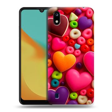 Силиконовый чехол на ZTE Blade A7 (2019) с принтом Сердечки