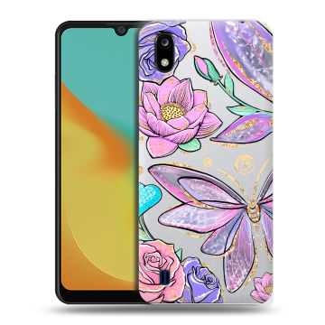 Силиконовый чехол на ZTE Blade A7 (2019) с принтом Бабочки и цветы