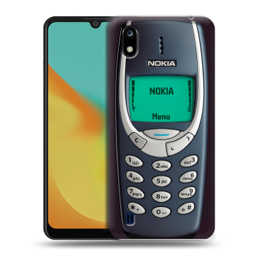 Силиконовый чехол на ZTE Blade A7 (2019) с принтом Старый телефон