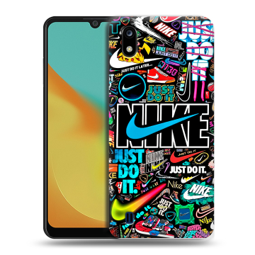Силиконовый чехол на ZTE Blade A7 (2019) с принтом найк nike черный