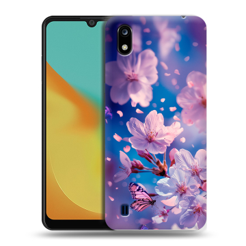 Силиконовый чехол на ZTE Blade A7 (2019) с принтом цветы бабочки