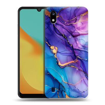 Силиконовый чехол на ZTE Blade A7 (2019) с принтом синий мрамор