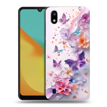 Силиконовый чехол на ZTE Blade A7 (2019) с принтом цветы бабочки Силиконовый чехол на ZTE Blade A7 (2019) с принтом цветы бабочки