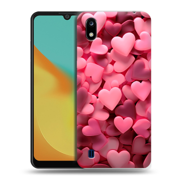 Силиконовый чехол на ZTE Blade A7 (2019) с принтом розовые сердечки Силиконовый чехол на ZTE Blade A7 (2019) с принтом розовые сердечки