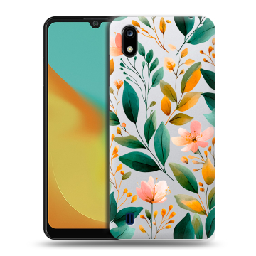 Силиконовый чехол на ZTE Blade A7 (2019) с принтом Цветы паттерн Силиконовый чехол на ZTE Blade A7 (2019) с принтом Цветы паттерн
