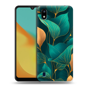 Силиконовый чехол на ZTE Blade A7 (2019) с принтом Листья и золото Силиконовый чехол на ZTE Blade A7 (2019) с принтом Листья и золото