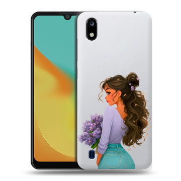 Силиконовый чехол на ZTE Blade A7 (2019) с принтом девушка цветы Силиконовый чехол на ZTE Blade A7 (2019) с принтом девушка цветы