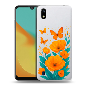 Силиконовый чехол на ZTE Blade A7 (2019) с принтом цветы бабочки Силиконовый чехол на ZTE Blade A7 (2019) с принтом цветы бабочки