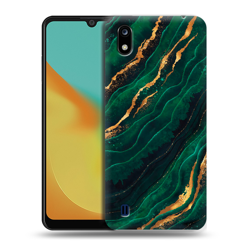 Силиконовый чехол на ZTE Blade A7 (2019) с принтом Мрамор зеленое золото Силиконовый чехол на ZTE Blade A7 (2019) с принтом Мрамор зеленое золото