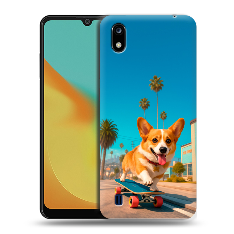 Силиконовый чехол на ZTE Blade A7 (2019) с принтом Корги на скейте Силиконовый чехол на ZTE Blade A7 (2019) с принтом Корги на скейте