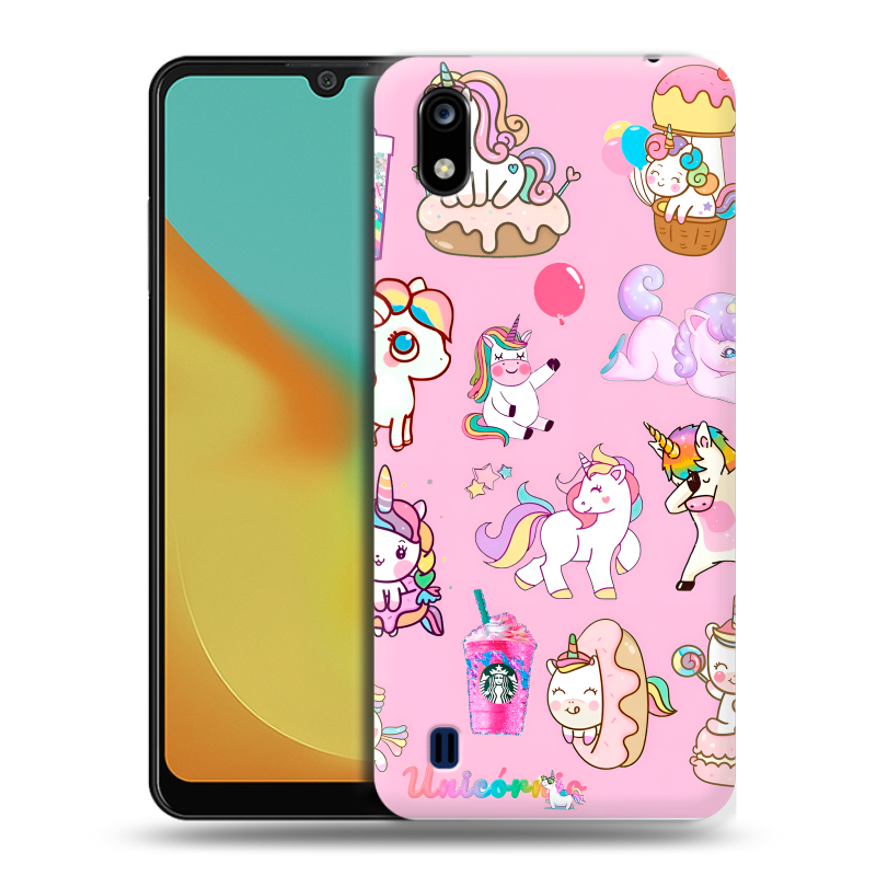 Силиконовый чехол на ZTE Blade A7 (2019) с принтом розовые единороги Силиконовый чехол на ZTE Blade A7 (2019) с принтом розовые единороги