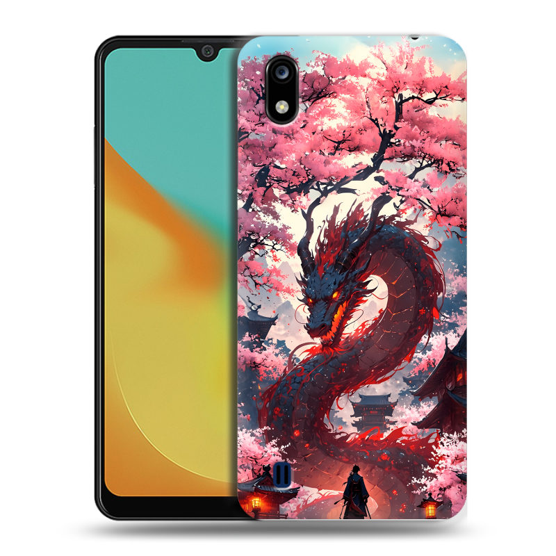 Силиконовый чехол на ZTE Blade A7 (2019) с принтом Дракон Японский Силиконовый чехол на ZTE Blade A7 (2019) с принтом Дракон Японский