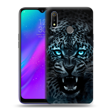 Силиконовый чехол на Realme 3 с принтом Темный леопард Силиконовый чехол на Realme 3 с принтом Темный леопард