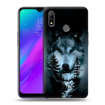 Силиконовый чехол на Realme 3 с принтом Лесной волк Силиконовый чехол на Realme 3 с принтом Лесной волк