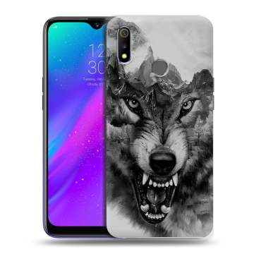 Силиконовый чехол на Realme 3 с принтом Волк Силиконовый чехол на Realme 3 с принтом Волк