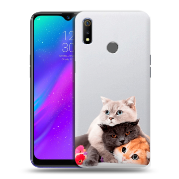 Силиконовый чехол на Realme 3 с принтом Кошки Силиконовый чехол на Realme 3 с принтом Кошки