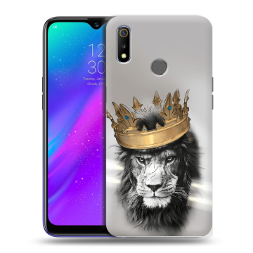Силиконовый чехол на Realme 3 с принтом Лев с короной Силиконовый чехол на Realme 3 с принтом Лев с короной
