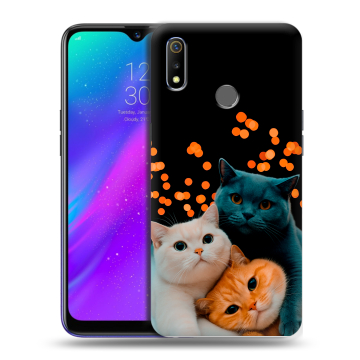 Силиконовый чехол на Realme 3 с принтом Кошки Силиконовый чехол на Realme 3 с принтом Кошки