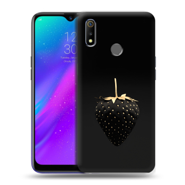 Силиконовый чехол на Realme 3 с принтом Черная клубника Силиконовый чехол на Realme 3 с принтом Черная клубника