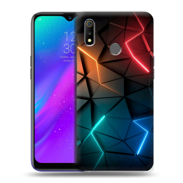 Силиконовый чехол на Realme 3 с принтом Абстракция неон Силиконовый чехол на Realme 3 с принтом Абстракция неон