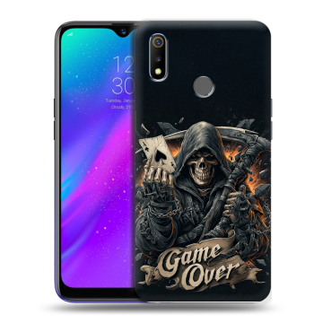 Силиконовый чехол на Realme 3 с принтом Скелет карты Силиконовый чехол на Realme 3 с принтом Скелет карты
