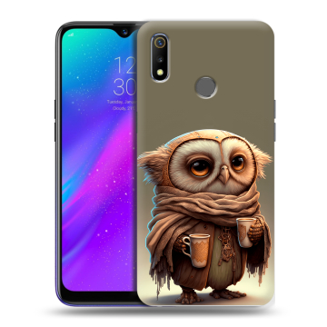 Силиконовый чехол на Realme 3 с принтом Сова Силиконовый чехол на Realme 3 с принтом Сова