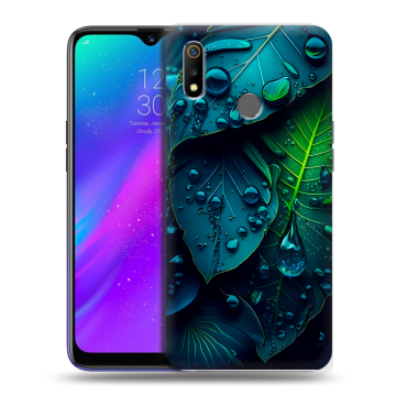 Силиконовый чехол на Realme 3 с принтом Листья Силиконовый чехол на Realme 3 с принтом Листья